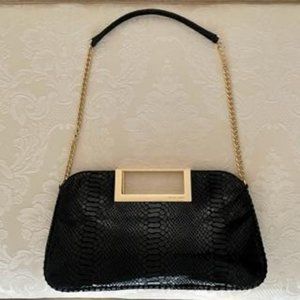 Michael Kors Black Python Embossed Leather Handbag